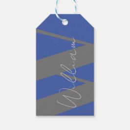 cadeau labels Monogram naam blauw grijs persoonlij Cadeaulabel