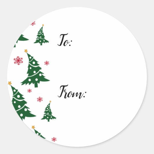 Cadeau labels w / Dancing Green Christmas Trees (Voorkant)