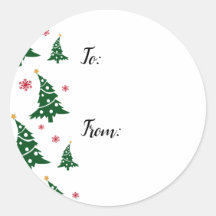 Cadeau labels w / Dancing Green Christmas Trees