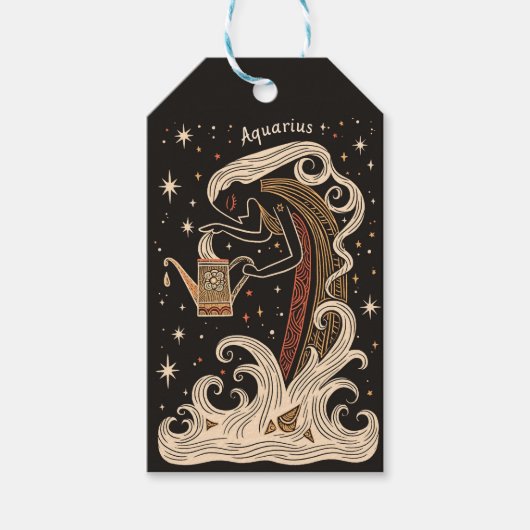 Cadeau Labels Waterman Hemelse Dierenriem Kunst Cadeaulabel (Voorkant)