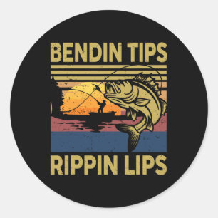 Cadeau Mannen Bendin Tips Rippin Lips Vissen-shirt Ronde Sticker