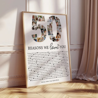 Cadeau met 50 Redenen Waarom We Van Je Houden Foto Poster