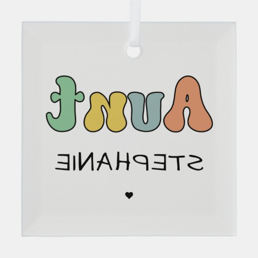 Cadeau met aangepaste tankwagen | Aangepaste tante Glas Ornament (Achterkant)