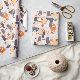 Cadeau met Cartoon Kat Huisdier Patroon   Cadeaupapier