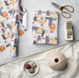 Cadeau met cartoon kat huisdier patroon  cadeaupapier