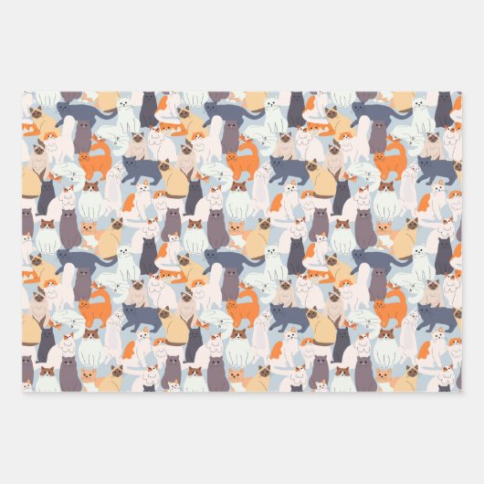 Cadeau met Cartoon Kat Huisdier Patroon Inpakpapier Vel (Voorkant 2)