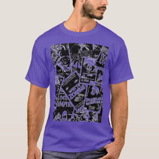 Cadeau met collage van klassieke horrorfilms in zw t-shirt