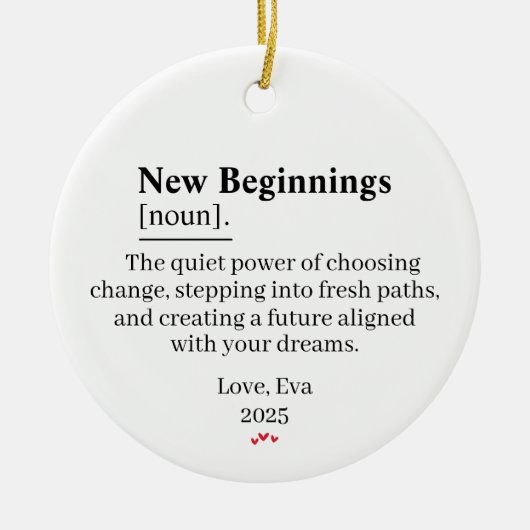 Cadeau met definitie van nieuwe begin ornament (Voorkant)