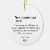 Cadeau met definitie van nieuwe begin ornament (Links)