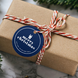 Cadeau met een strik kerst op maat bedankjes labels