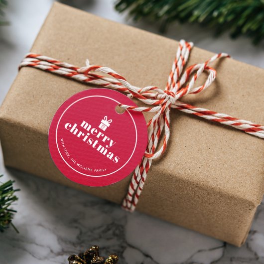 Cadeau met een strik kerst op maat bedankjes labels