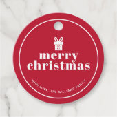 Cadeau met een strik kerst op maat bedankjes labels (Voorkant)