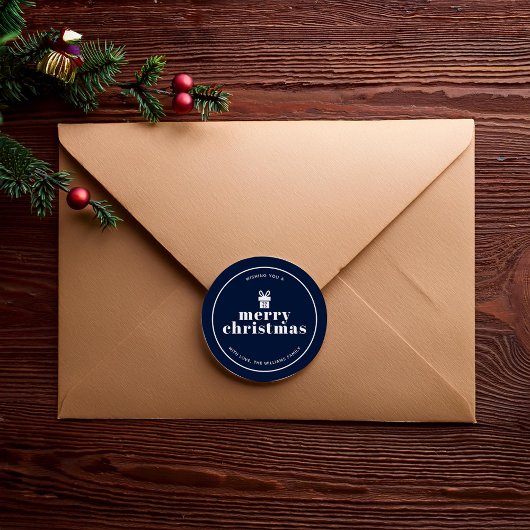 Cadeau met een strik kerst op maat ronde sticker