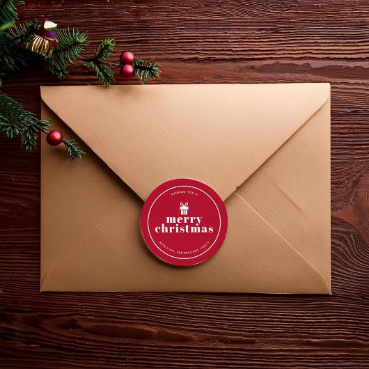 Cadeau met een strik kerst op maat ronde sticker