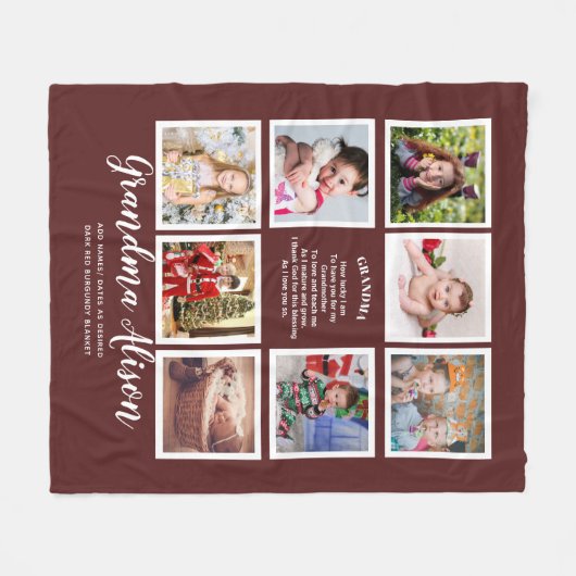 Cadeau met familiestamboom en fotocollage gedicht fleece deken (Voorkant (Horizontaal))