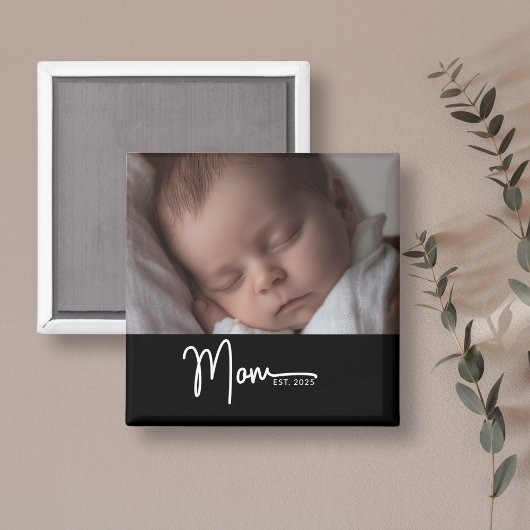 Cadeau met foto en moderne script 'Moeder Opgerich Magneet
