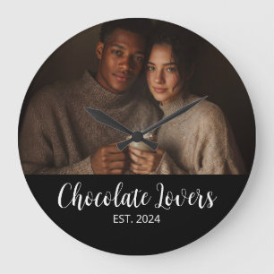 Cadeau met foto van koppel dat chocolade liefheeft grote klok