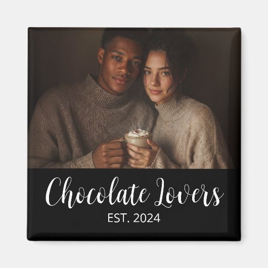 Cadeau met foto van koppel dat chocolade liefheeft magneet (Voorkant)