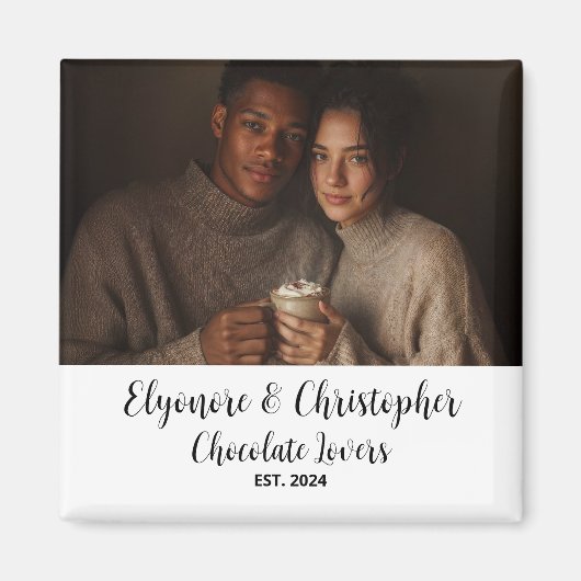 Cadeau met foto van koppel dat chocolade liefheeft magneet (Voorkant)