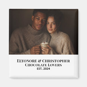 Cadeau met foto van koppel dat chocolade liefheeft magneet