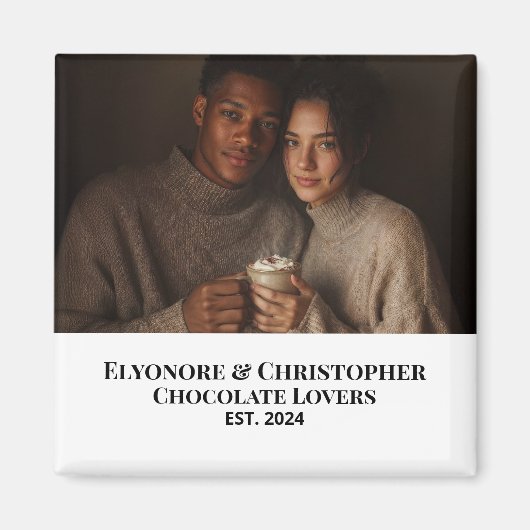 Cadeau met foto van koppel dat chocolade liefheeft magneet (Voorkant)