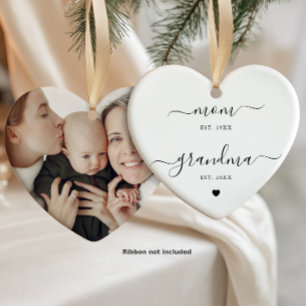 Cadeau met foto van moeder aan oma keramisch ornament