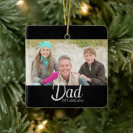 Cadeau met foto van papa gemaakt keramisch ornament