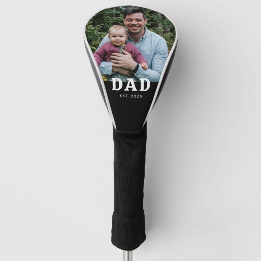 Cadeau met foto van papa opgericht golfheadcover (Voorkant)