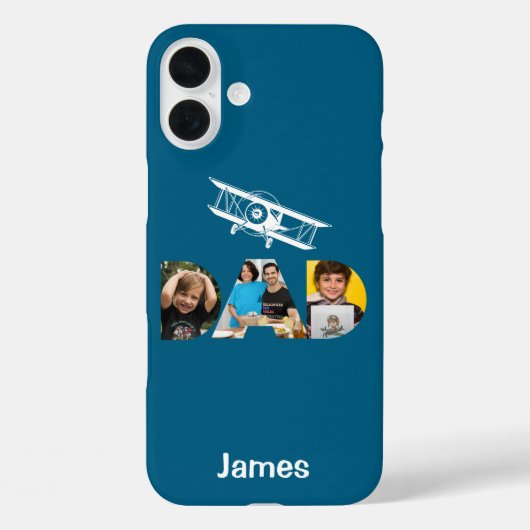 Cadeau met foto van vader, Monogram, Vliegtuig, Pi Case-Mate iPhone Case (Achterkant)