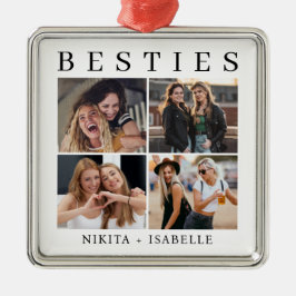 Cadeau met fotocollage voor beste vrienden metalen ornament