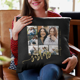 Cadeau met fotocollege van zusters in schrift kussen