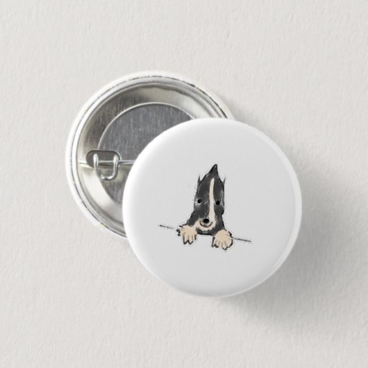 Cadeau met glurende Border Collie Puppy Ronde Button 3,2 Cm (Voorkant /achterkant)