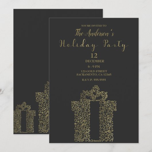 Cadeau met houtskool en gouden cadeau kaart (Voorkant / Achterkant)