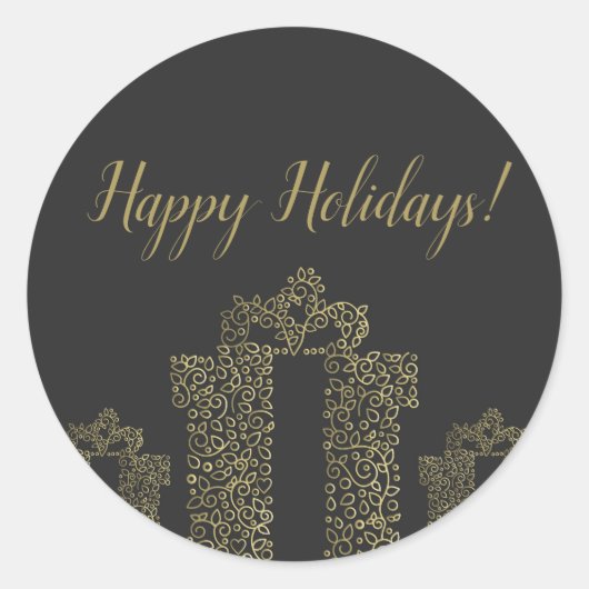 Cadeau met houtskool en gouden cadeau ronde sticker (Voorkant)