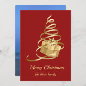 Cadeau met kerstbomen feestdagenkaart (Voorkant / Achterkant)