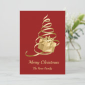 Cadeau met kerstbomen feestdagenkaart (Staand voorkant)