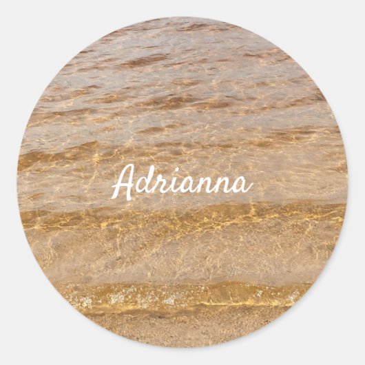 Cadeau met naam voor zee en strand ronde sticker (Voorkant)