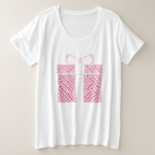 Cadeau met rode kerst-Feestdagen Grote Maat T-shirt (Design voorkant)