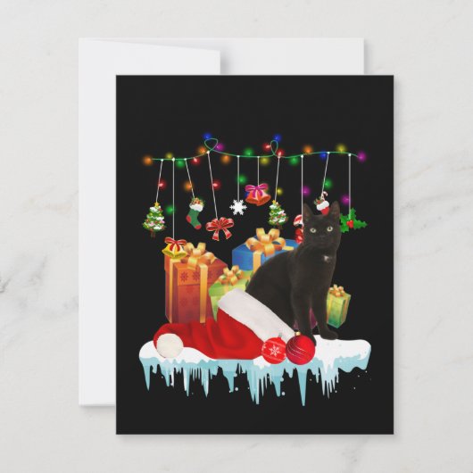 Cadeau met zwarte kat voor mijn kerstmis bedankkaart (Voorkant)