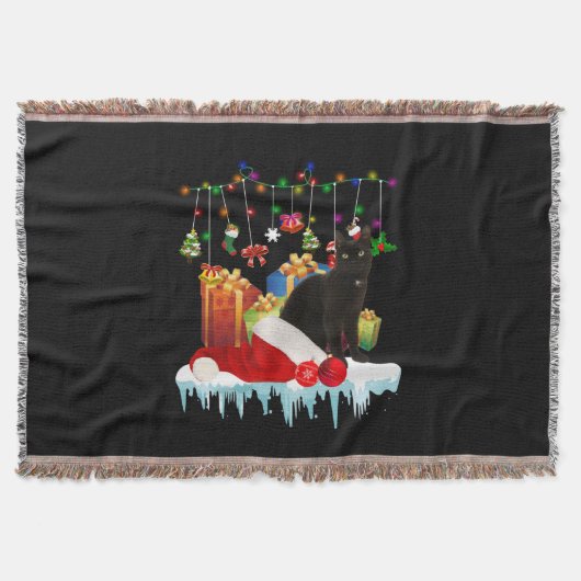 Cadeau met zwarte kat voor mijn kerstmis deken (Voorkant)