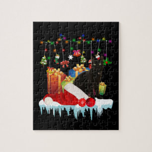 Cadeau met zwarte kat voor mijn kerstmis legpuzzel