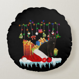 Cadeau met zwarte kat voor mijn kerstmis rond kussen