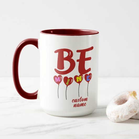 Cadeau Mok voor vrouw of Vriendin, Custom Name Cup (Met donut)