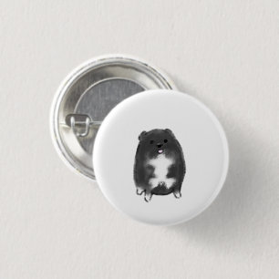 Cadeau Mollige Zwarte Fluffy Hond Ronde Button 3,2 Cm