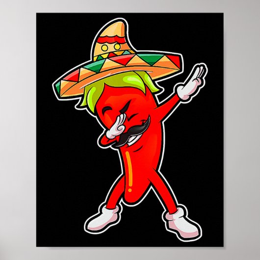 Cadeau Mopshoofd Chili Dabbing Peper Mexicaans Hee Poster (Voorkant)