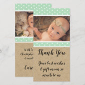 Cadeau nieuwe baby bedank kaart met mint sterren (Voorkant / Achterkant)