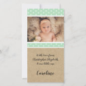 Cadeau nieuwe baby bedank kaart met mint sterren (Achterkant)