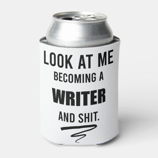 Cadeau nieuwe schrijver Afstuderen Shirt auteur Blikjeskoeler (Blikje Voorkant)