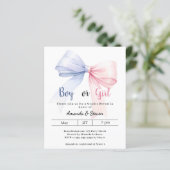 Cadeau onthulling roze blauwe strik jongen meisje  (Staand voorkant)