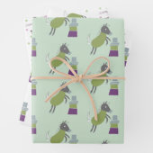 cadeau papier 3 vel paardjes groen roze (In situ)